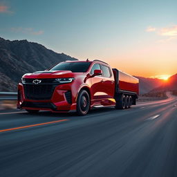 A sleek Chevrolet Camaro reimagined as a semi-truck, embodying a fusion of sports car aesthetics and heavy-duty utility