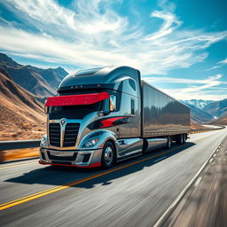 An impressive semi-truck exemplifying the pinnacle of performance, designed with sleek lines and a bold aerodynamic shape