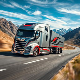An impressive semi-truck exemplifying the pinnacle of performance, designed with sleek lines and a bold aerodynamic shape