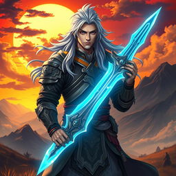 A heroic warrior named Yone, standing tall in a mystical landscape
