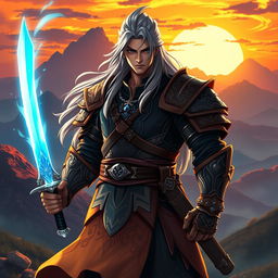 A heroic warrior named Yone, standing tall in a mystical landscape