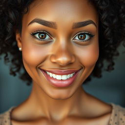 A portrait of a woman with light brown skin, neither fully white nor dark brown, resembling a wheat complexion