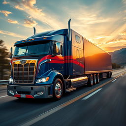 A stunning depiction of Optimus Prime as a semi-truck, emphasizing his role in revolutionizing speed and luxury