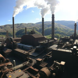 A panoramic view of a steel mill located outside of Weirton, West Virginia