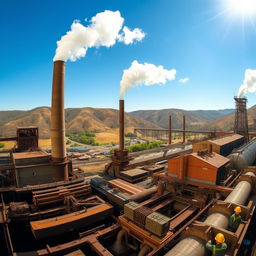 A panoramic view of a steel mill located outside of Weirton, West Virginia