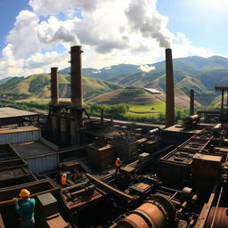 A panoramic view of a steel mill located outside of Weirton, West Virginia