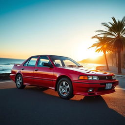 A classic 1993 Mitsubishi Galant 7th generation, depicted in all its vintage glory
