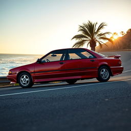A classic 1993 Mitsubishi Galant 7th generation, depicted in all its vintage glory