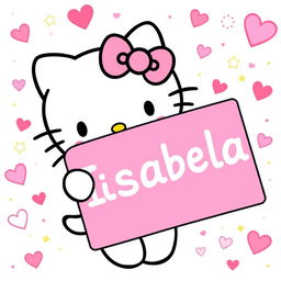 A cute and colorful illustration of Hello Kitty, a popular character with iconic features such as a small white cat with a pink bow on her left ear