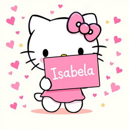 A cute and colorful illustration of Hello Kitty, a popular character with iconic features such as a small white cat with a pink bow on her left ear