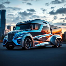 A futuristic, cutting-edge Koenigsegg truck designed for high performance, showcasing sleek aerodynamic lines, a powerful build, and advanced technology features