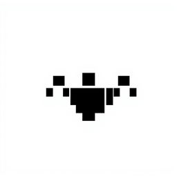 A minimalistic logo featuring a simple black pixel design on a white background