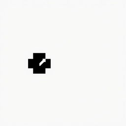 A minimalistic logo featuring a simple black pixel design on a white background