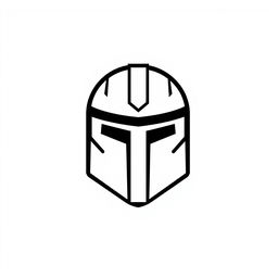 A minimalistic logo featuring a stylized black pixelated helmet design on a white background