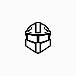 A minimalistic logo featuring a stylized black pixelated helmet design on a white background