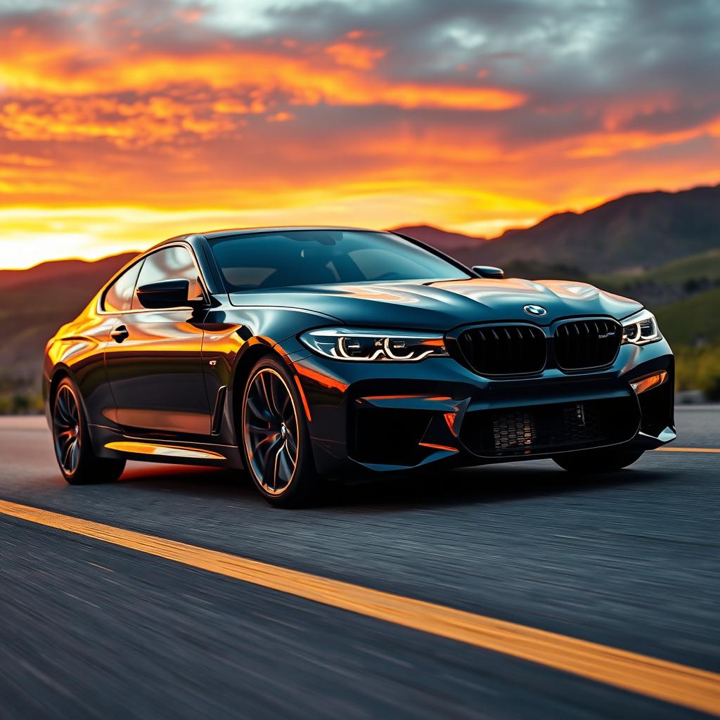 A powerful BMW muscle car, showcasing its aggressive design with a bold front grille and muscular body lines