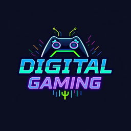 A modern and vibrant logo for a gaming channel featuring the words 'DIGITAL GAMING'