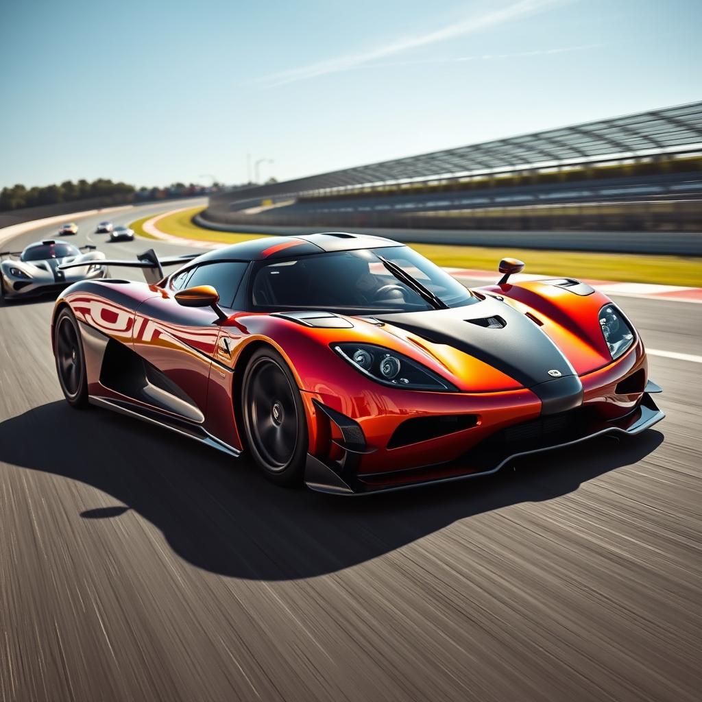 A breathtaking Koenigsegg hypercar, custom-designed with muscular lines and a fierce aerodynamic body