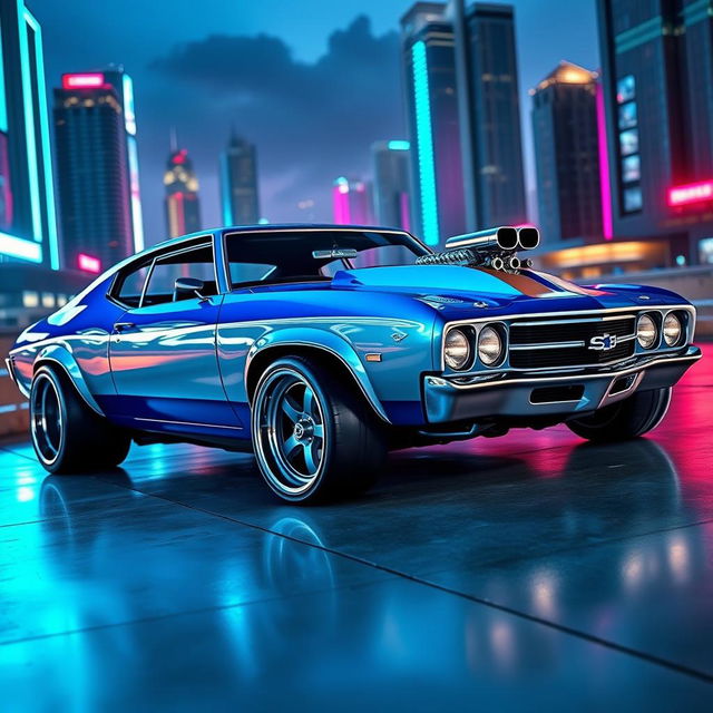 A stunning Chevrolet Chevelle with a 1970s classic muscle car design, showcasing cutting-edge modifications