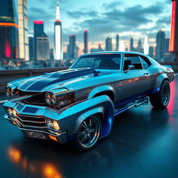 A stunning Chevrolet Chevelle with a 1970s classic muscle car design, showcasing cutting-edge modifications
