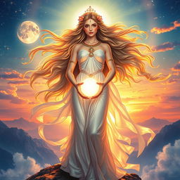 A stunning depiction of a goddess, radiating divine beauty and power