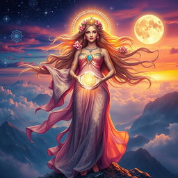 A stunning depiction of a goddess, radiating divine beauty and power