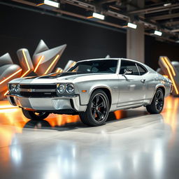 A stunning Chevrolet Chevelle showcasing its cutting-edge design, with sleek lines and a modern twist on a classic muscle car