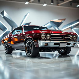 A stunning Chevrolet Chevelle showcasing its cutting-edge design, with sleek lines and a modern twist on a classic muscle car