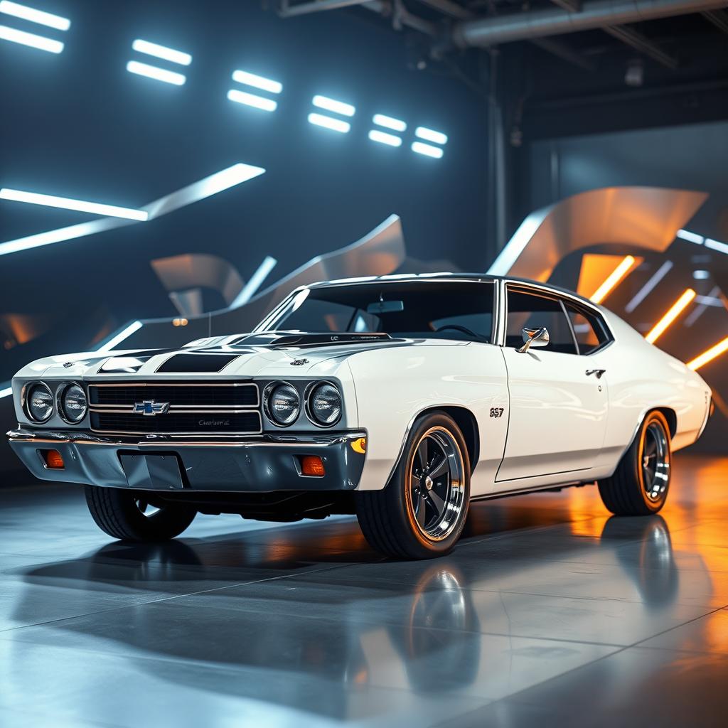 A stunning Chevrolet Chevelle showcasing its cutting-edge design, with sleek lines and a modern twist on a classic muscle car