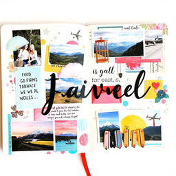 A vibrant collage styled as a journal page, featuring a mix of artistic elements including hand-drawn embellishments, photographs, and colorful textures