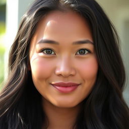 A portrait of a beautiful female face, showcasing a mix of Chinese and Melanesian features