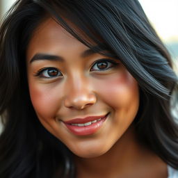 A portrait of a beautiful female face, showcasing a mix of Chinese and Melanesian features