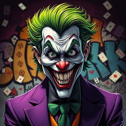 A stylized portrait of a famous joker character, inspired by comic book aesthetics