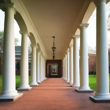 The Jeffersonian style of architecture can be seen in the beautifully designed columns and symmetrical layout of Monticello, creating a sense of elegance and practicality.