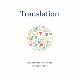 A minimalist poster focused on the theme of translation, featuring an abstract representation of diverse languages and cultures