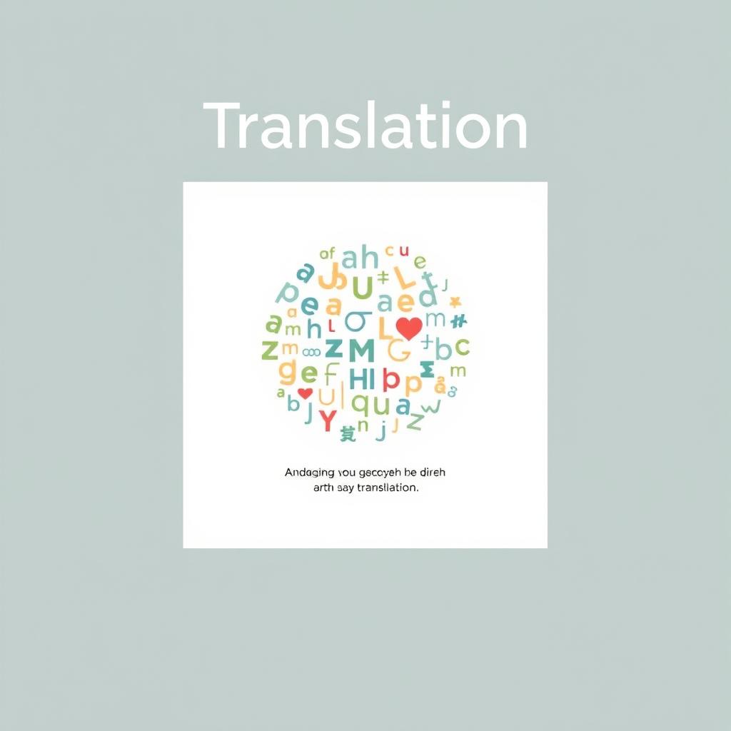 A minimalist poster focused on the theme of translation, featuring an abstract representation of diverse languages and cultures