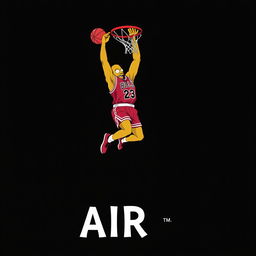 An illustration of Michael Jordan depicted in the iconic Jordan logo style, featuring a face inspired by The Simpsons while keeping his original skin tone