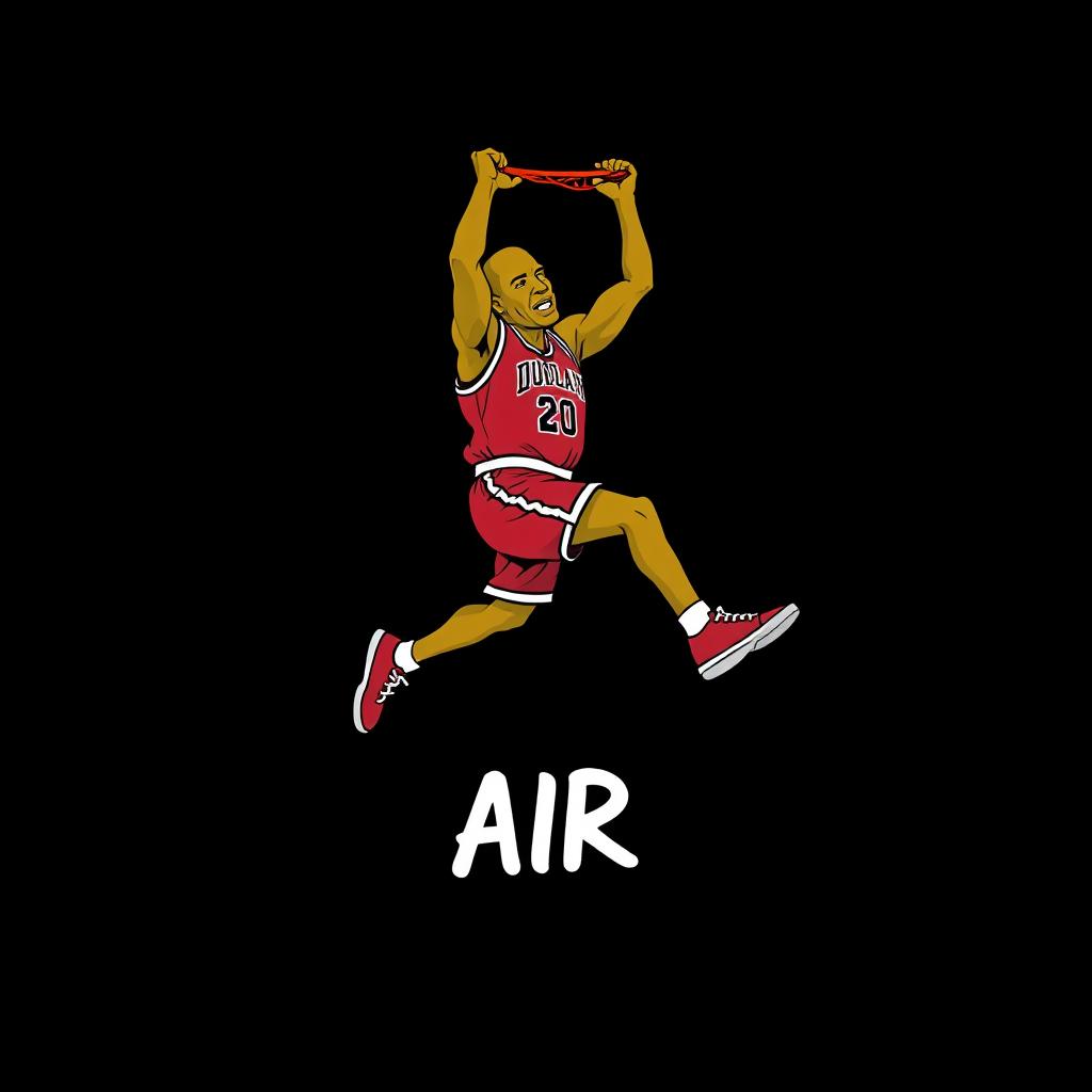 An illustration of Michael Jordan depicted in the iconic Jordan logo style, featuring a face inspired by The Simpsons while keeping his original skin tone