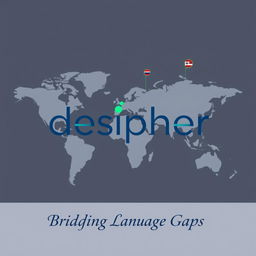 A professional and modern poster for a translation firm called 'desipher'