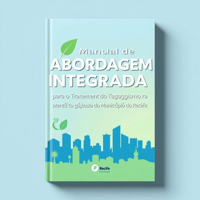 A detailed book cover design for a manual titled 'Manual de Abordagem Integrada para o Tratamento do Tabagismo na Atenção Básica do Município do Recife'