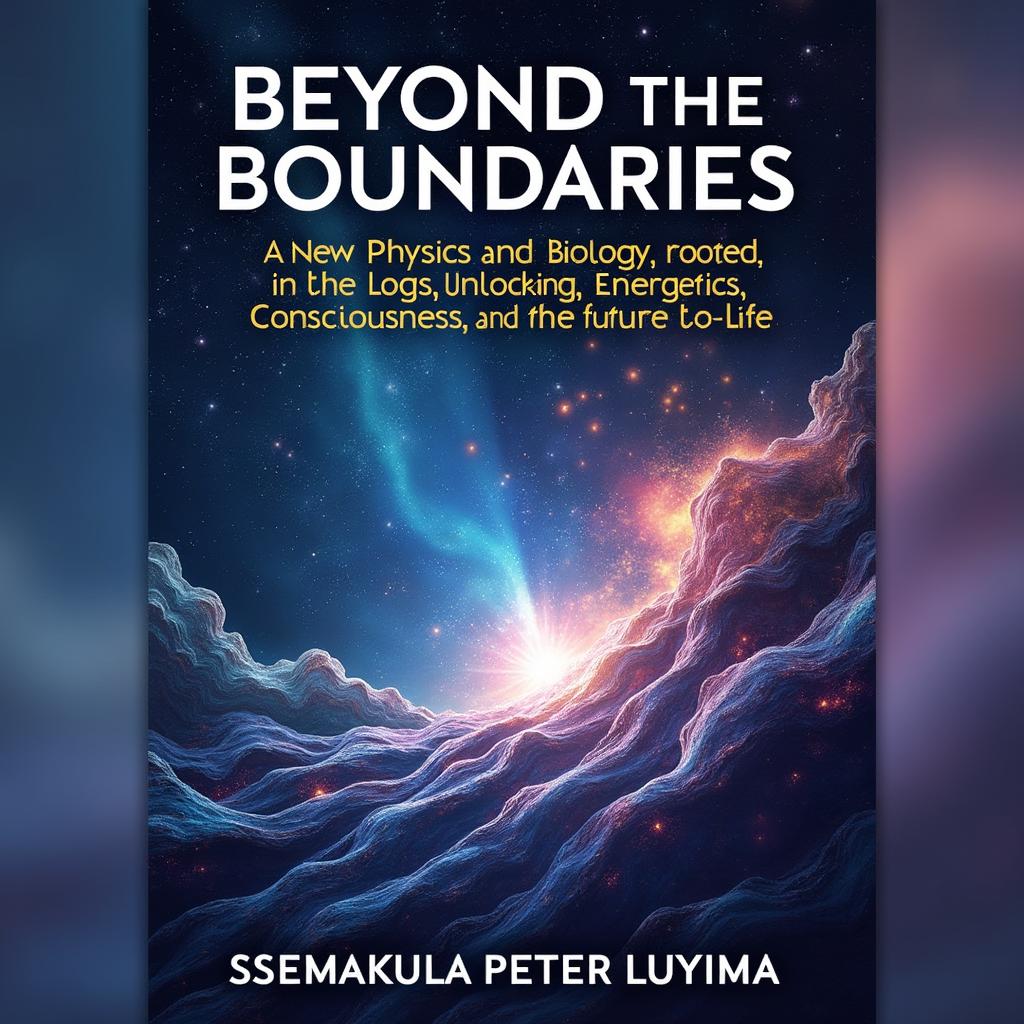 A striking book cover for 'Beyond the Boundaries: A New Physics and Biology Rooted in the Fourth Law of Logic: Unlocking Energetics, Consciousness, and the Future of Life' authored by Ssemakula Peter Luyima