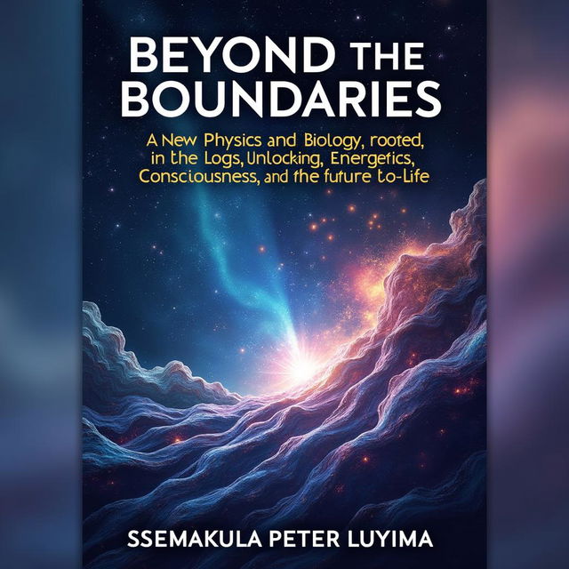 A striking book cover for 'Beyond the Boundaries: A New Physics and Biology Rooted in the Fourth Law of Logic: Unlocking Energetics, Consciousness, and the Future of Life' authored by Ssemakula Peter Luyima