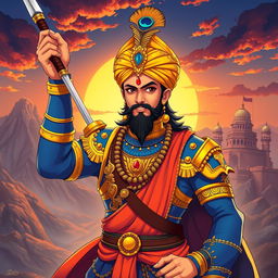 An anime-style representation of Chhatrapati Shivaji Maharaj, capturing his charismatic and valorous essence
