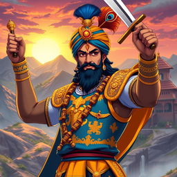 An anime-style representation of Chhatrapati Shivaji Maharaj, capturing his charismatic and valorous essence
