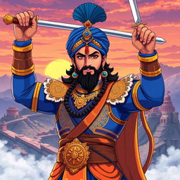 An anime-style representation of Chhatrapati Shivaji Maharaj, capturing his charismatic and valorous essence