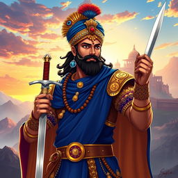 An anime-inspired portrayal of Chhatrapati Shivaji Maharaj, embodying his valor and leadership