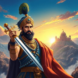 An anime-inspired portrayal of Chhatrapati Shivaji Maharaj, embodying his valor and leadership