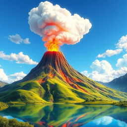 A stunningly beautiful animated volcano, with vibrant colors and intricate details