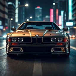 A stunning cinematic shot of a prototype BMW F40, featuring a sleek and futuristic design