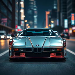 A stunning cinematic shot of a prototype BMW F40, featuring a sleek and futuristic design